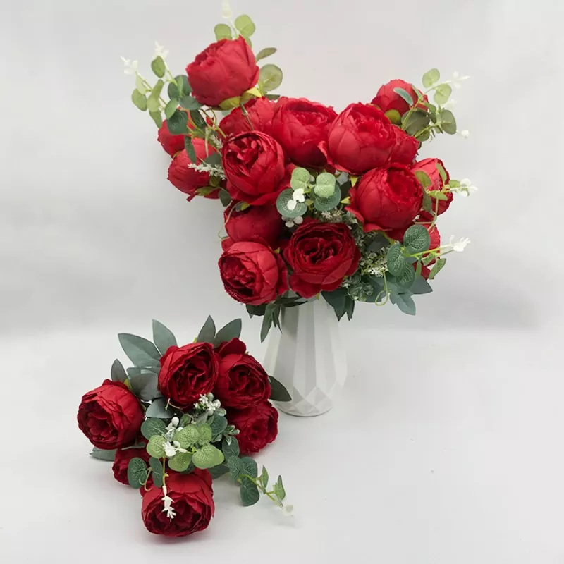 Копринени цветя faux peony bouquet